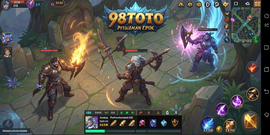 Screenshot utama 98TOTO menampilkan pertempuran epik dalam dunia MMORPG.