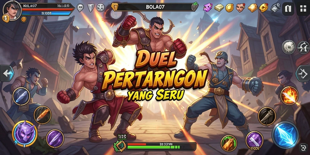 Tampilan gameplay seru dengan aksi pertarungan di BOLA07.