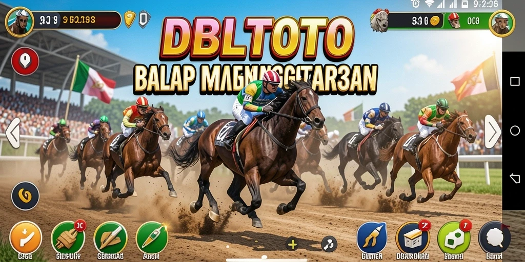 Tampilan gameplay DBLTOTO dengan kendaraan balap yang melaju kencang di trek.