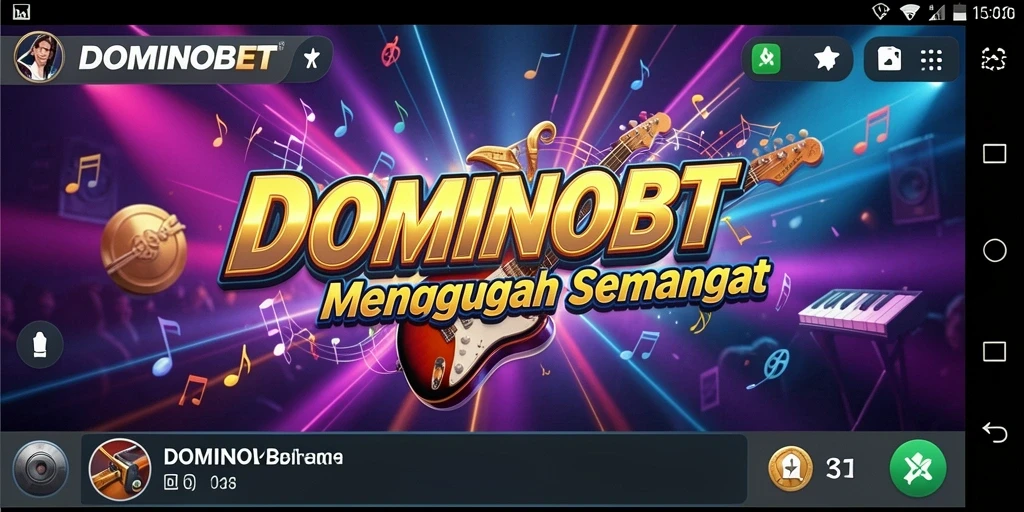 Tampilan menarik dari gameplay DOMINOBET yang penuh musik.