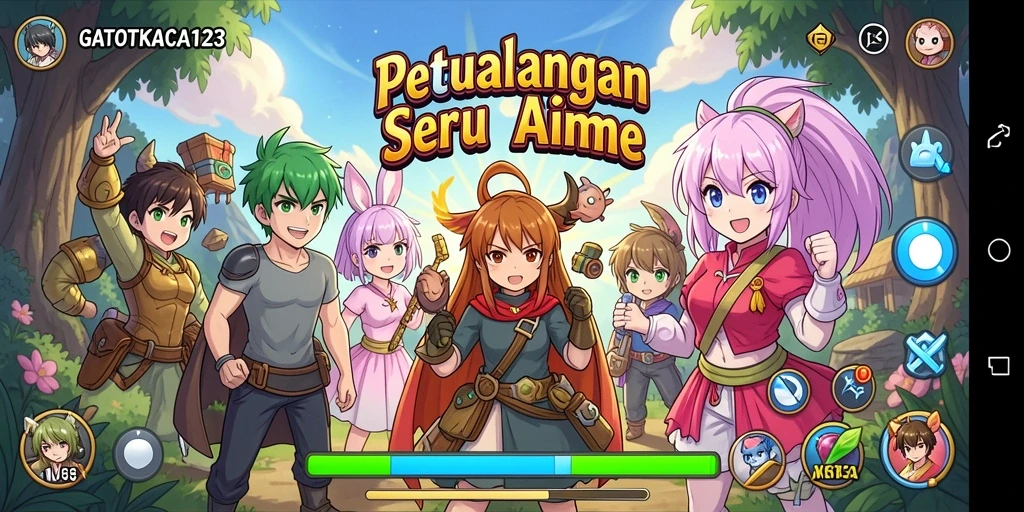 Gameplay seru GATOTKACA123 dengan karakter anime menarik.
