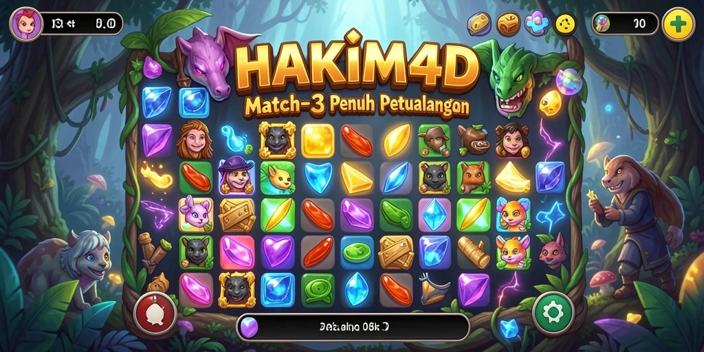 Screenshot gameplay HAKIM4D menampilkan keseruan permainan Match-3.