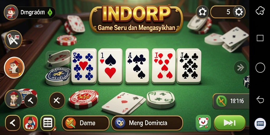 Screenshot gameplay menunjukkan keseruan bermain Domino di INDORP.