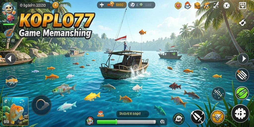Tampilan gameplay KOPLO77 yang menakjubkan saat memancing di laut.