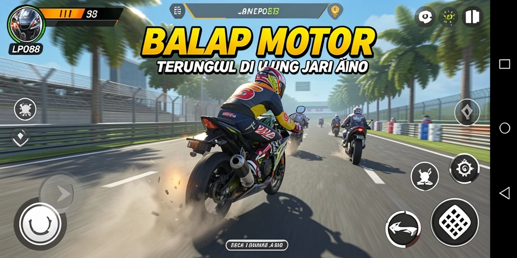 Screenshot LPO88 menampilkan aksi balapan motor yang mendebarkan.