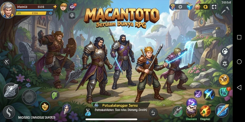 Tampilan gameplay seru dari MACANTOTO dengan karakter dan lokasi menarik.