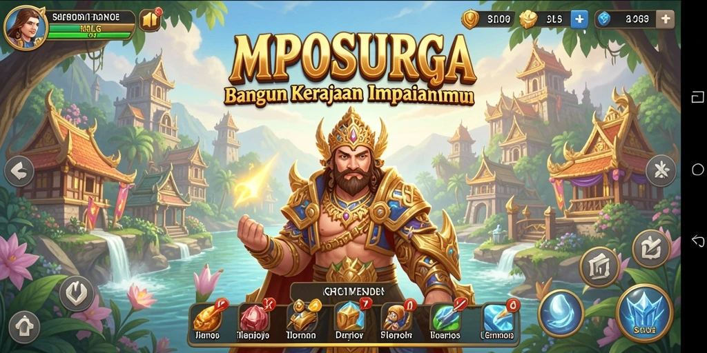 Screenshot gameplay MPOSURGA menunjukkan strategi membangun kerajaan yang seru.