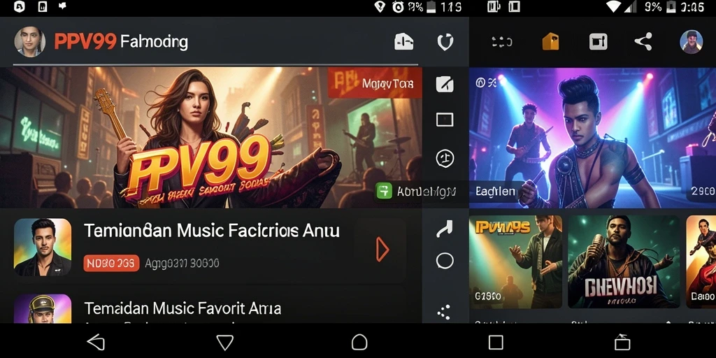 Tampilan antarmuka PPV99 yang menarik dan user-friendly untuk pengguna Musik.