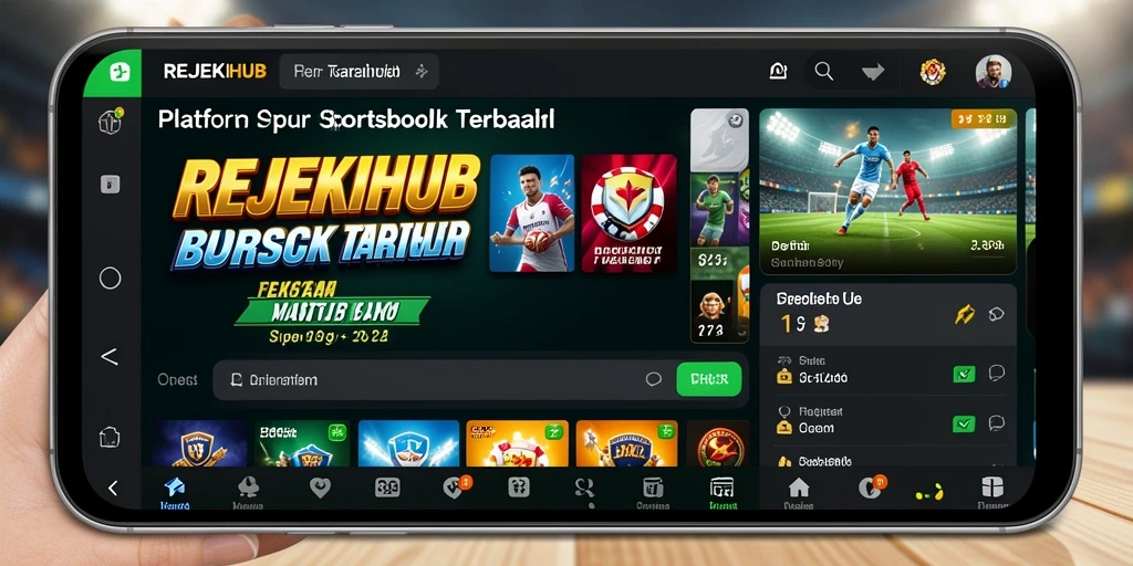 Tampilan utama aplikasi REJEKIHUB menampilkan opsi taruhan olahraga.
