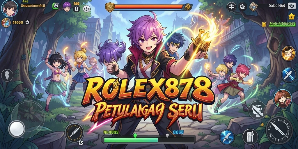 Screenshot gameplay ROLEX878 menampilkan pertarungan seru karakter Anime.