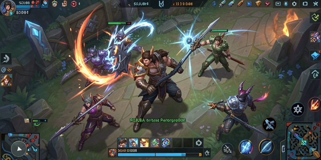 Gameplay seru di arena MOBA SOJU88 yang menampilkan aksi menegangkan.