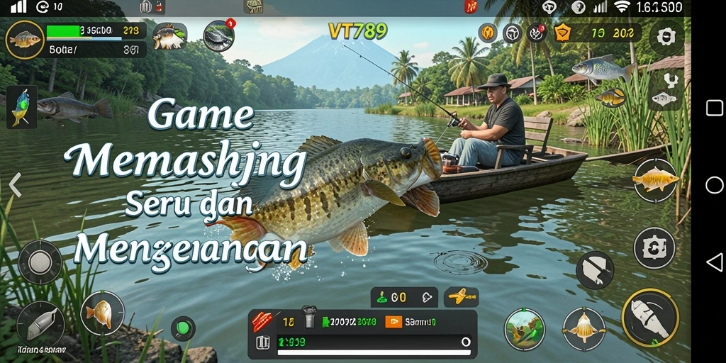 Gameplay memancing yang mengasyikkan dan penuh warna.